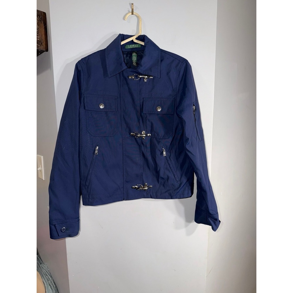 Ralph Lauren blue utility jacket silver-tone fireman-style closures small